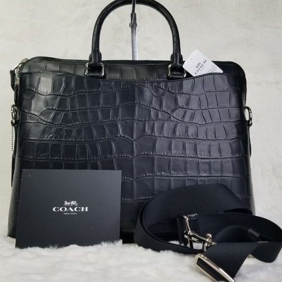 COACH BUSINESS ATTACHE LAPTOP BRIEFCASE BAG CROC - Picture 2 of 11